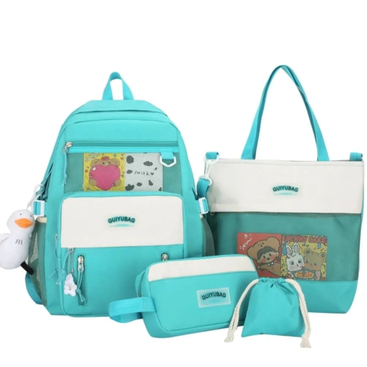 GENERICO - Mochila Kawaii 4 piezas Modelo Coreano Kawai