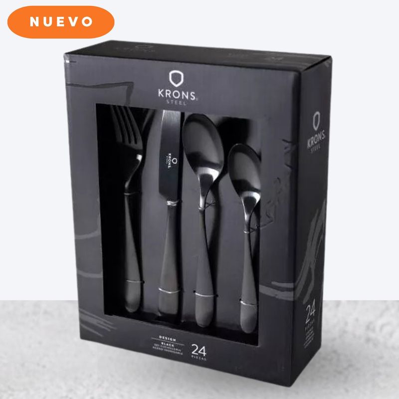 KRONS - Set de Cubiertos X24 Pz Black Krons