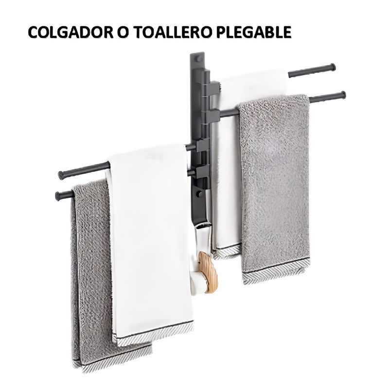 IMPORTADO MC - COLGADOR O TOALLERO NEGRO DE BARRAS MULTIPLES  PLEGABLE DE ALUMINIO