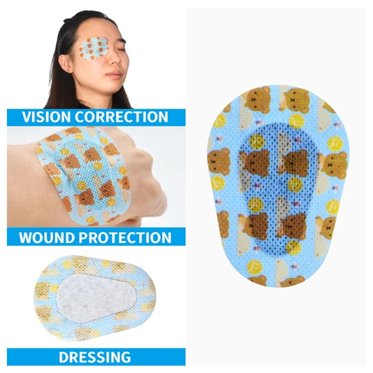 GENERICO - 60 Parches Oculares Para Niño Ojo Perezoso Ambliopía Celeste