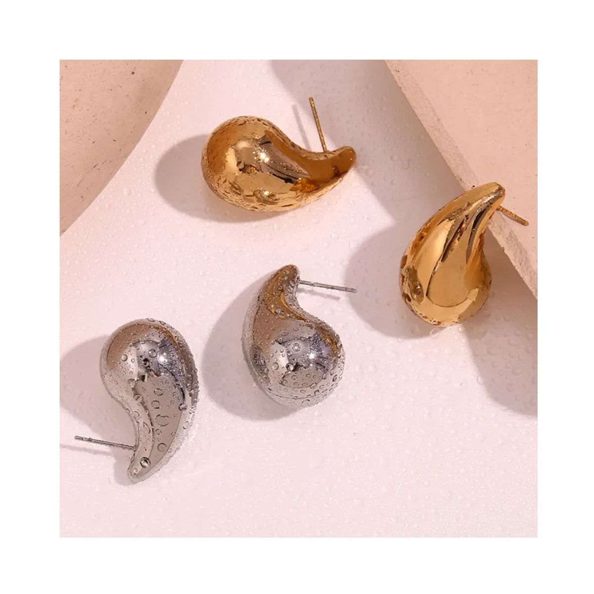 KAST PE - Aretes en forma de Gota Mujer Bottega en tendencia 3cm Plateado