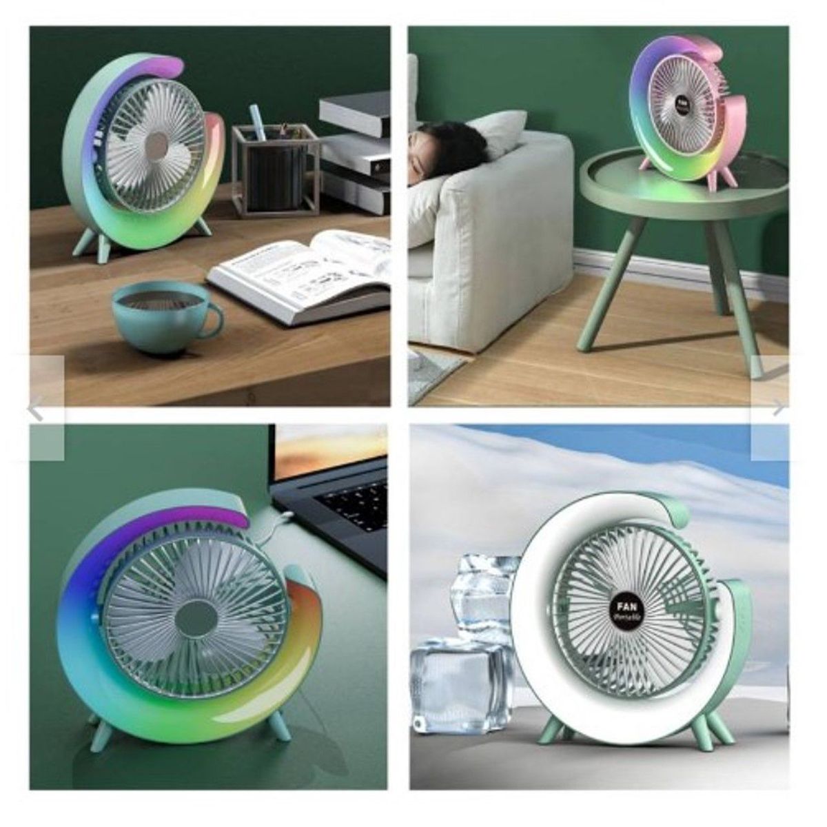 GENERICO - Ventilador G con Lámpara Portátil Luces RGB y 3 Velocidades