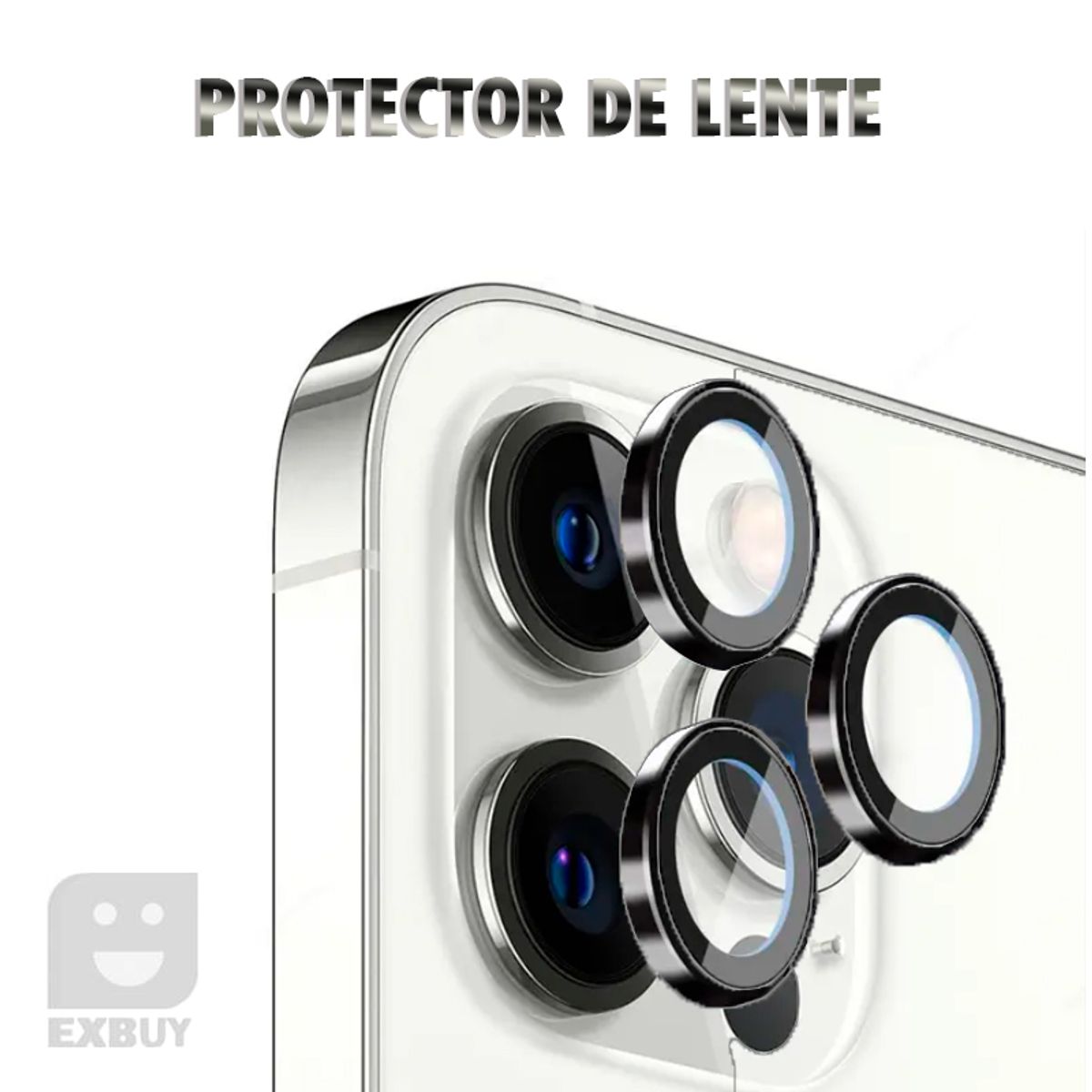 GENERICO - LENTE PROTECTOR DE CAMARA METALIZADO NEGRO PARA IPHONE 14 PRO MAX