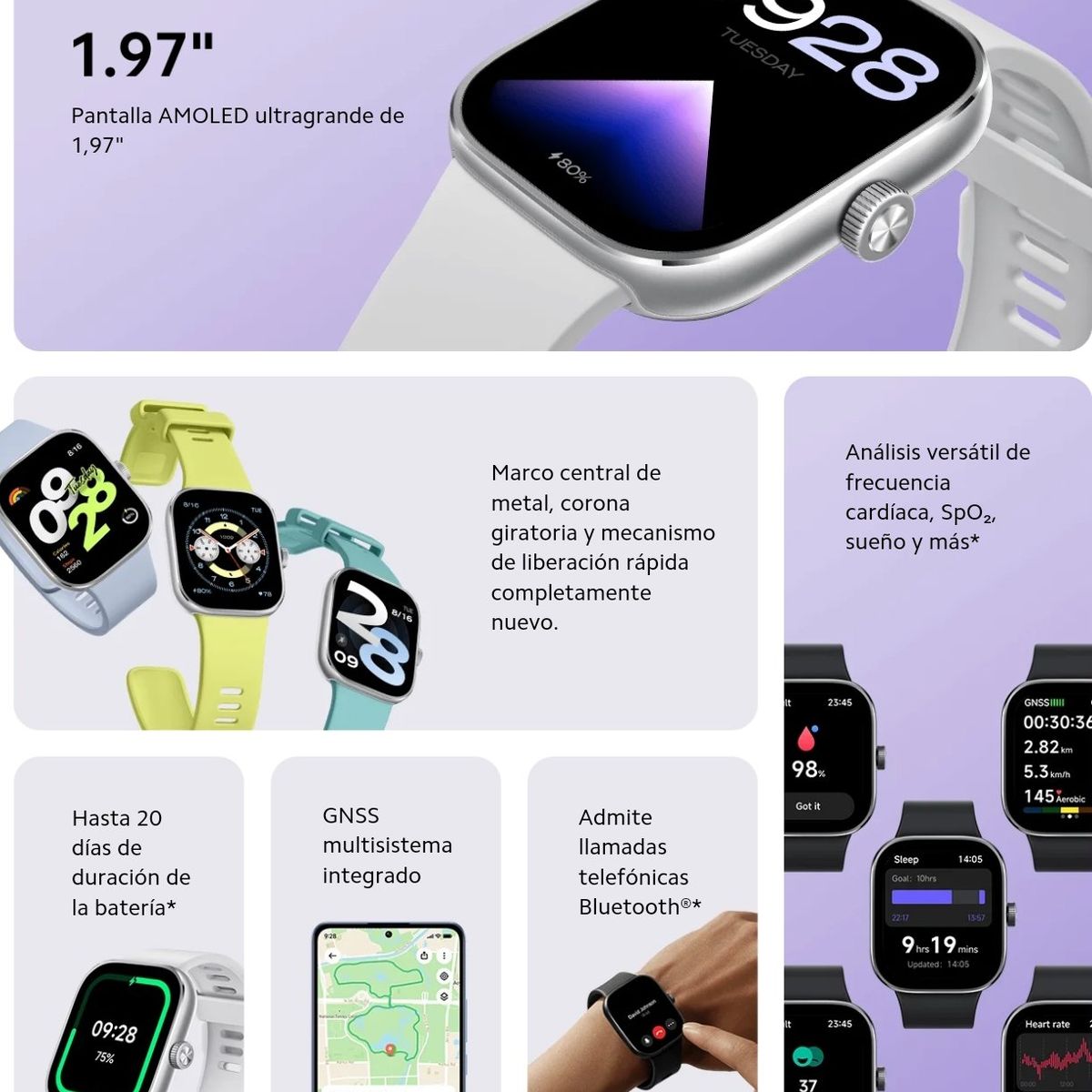 XIAOMI - Reloj Xiaomi Redmi Watch 4  - Gris, Amoled Full Llamadas, Gps.