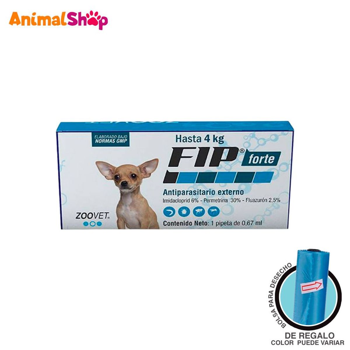 GENERICO - Antipulgas Pipeta FIP Forte Para Perros Hasta 4Kg