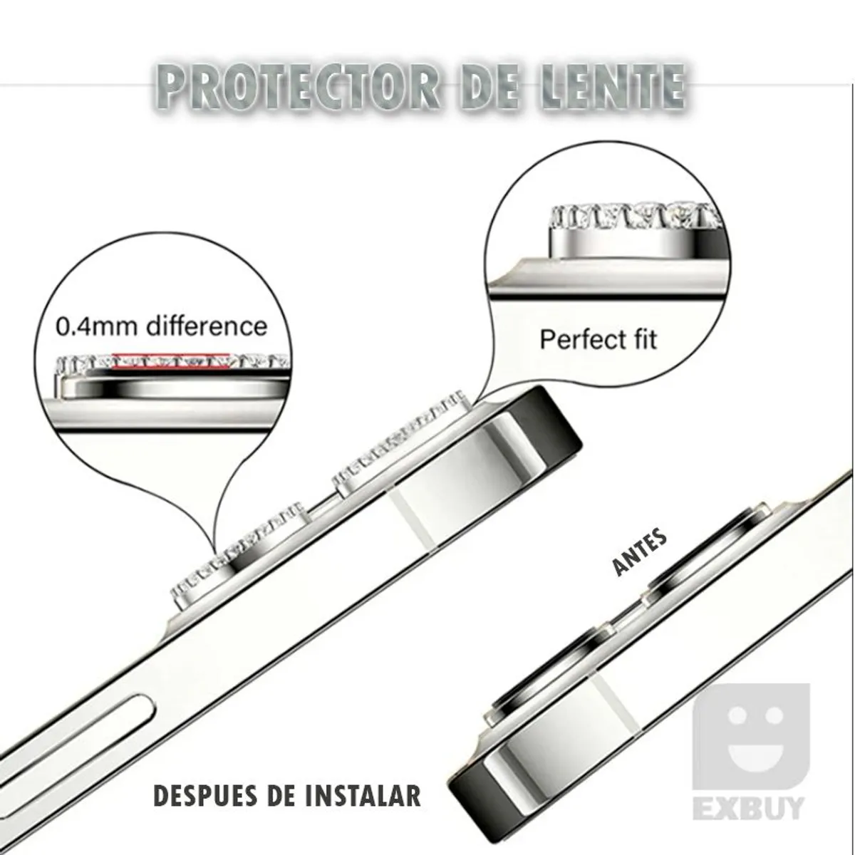 GENERICO - PROTECTOR DE CÁMARA PARA IPHONE 13 MINI DIAMANTE DORADO