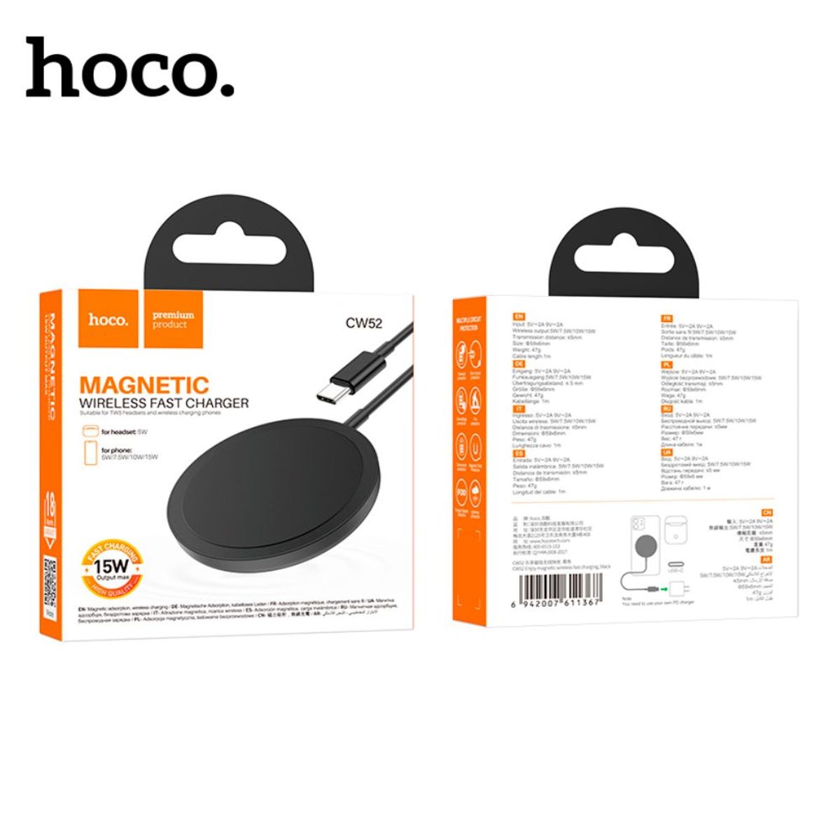 HOCO - Cargador Inalambrico Magnetico Hoco CW52 15W Smartphones Celular