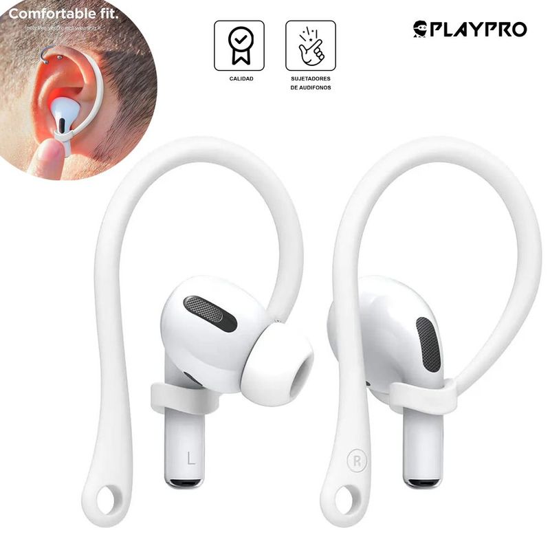 PLAYPRO - Sujetador Gancho para Audifonos Playpro Blanco AU240017