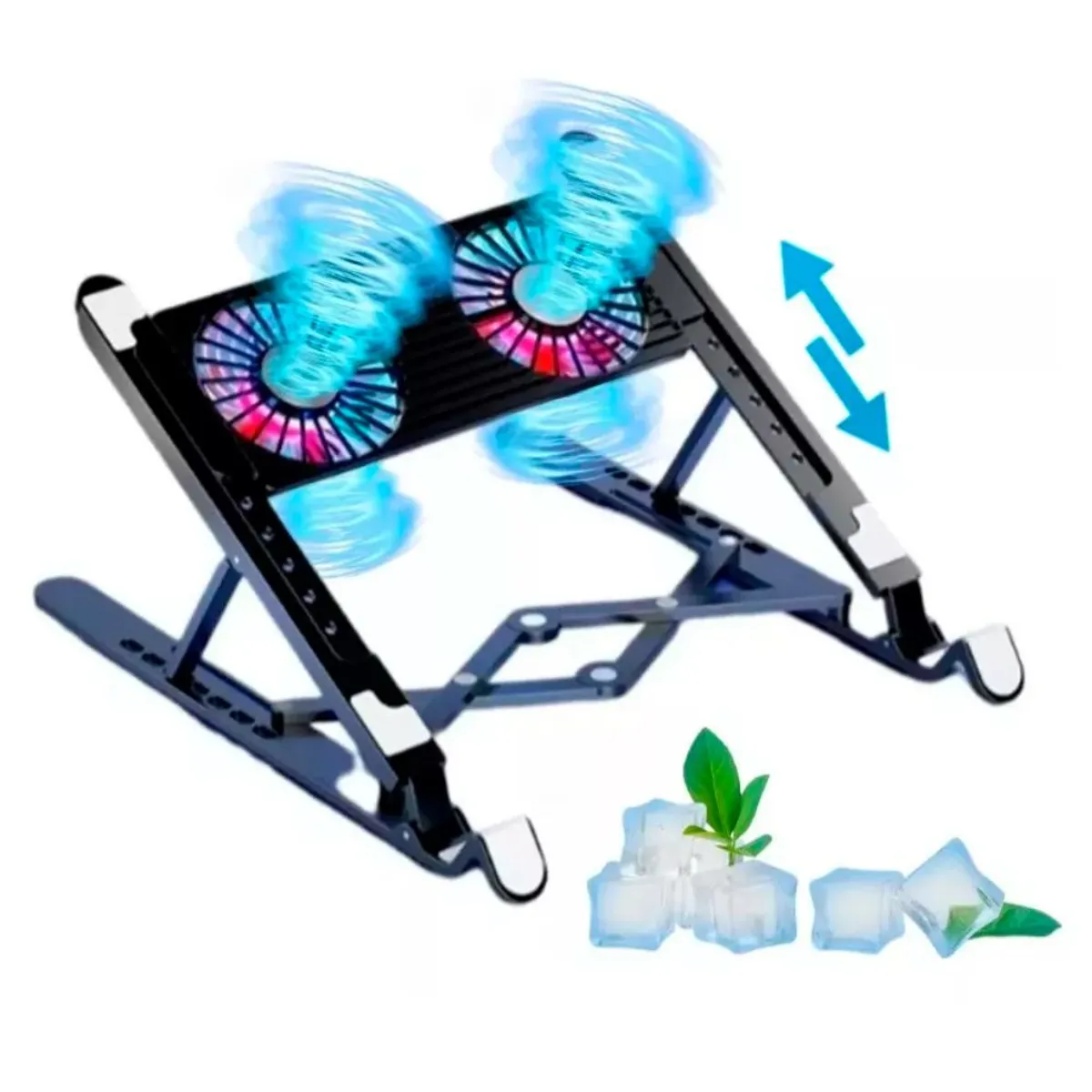 HOCO - Cooler Doble Ventilador Soporte Laptop Hoco DH-17 Con Luces RGB