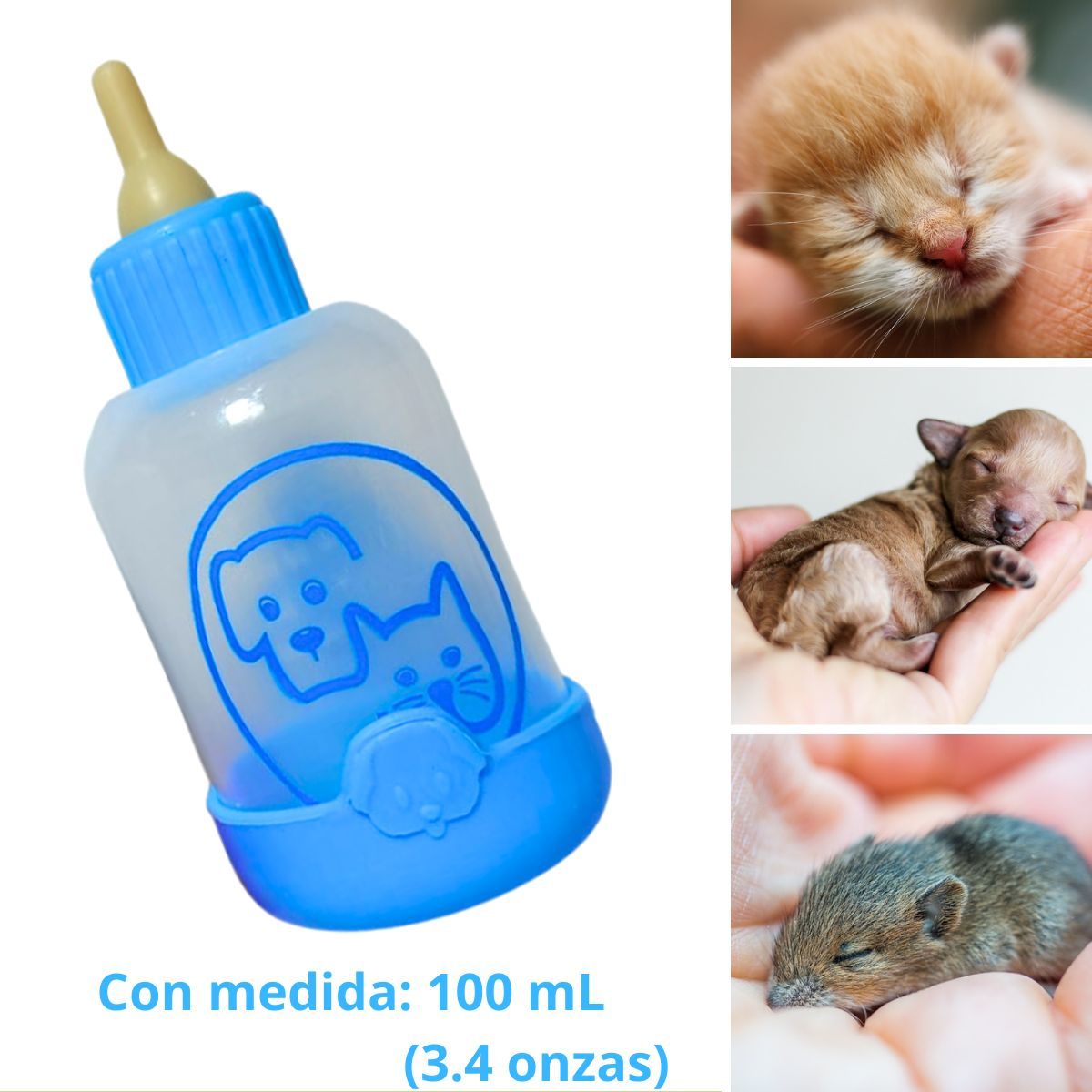 GENERICO - BIBERON PARA MASCOTAS-PERRO GATO-CON BASE x 100 mL - CELESTE