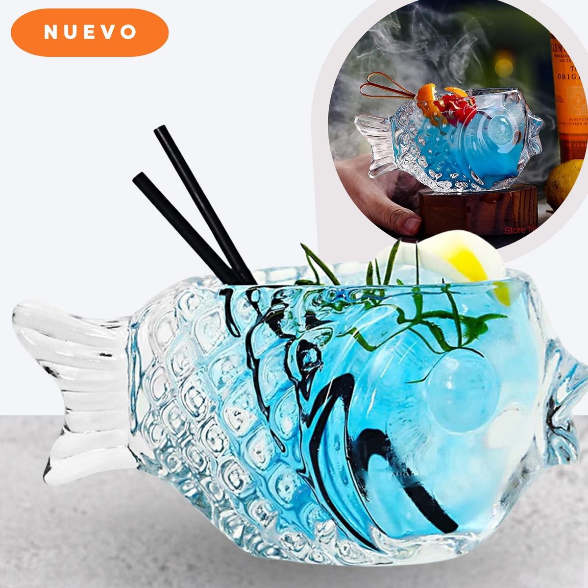 GENERICO - Vaso Cóctel Vidrio en Forma de Pez