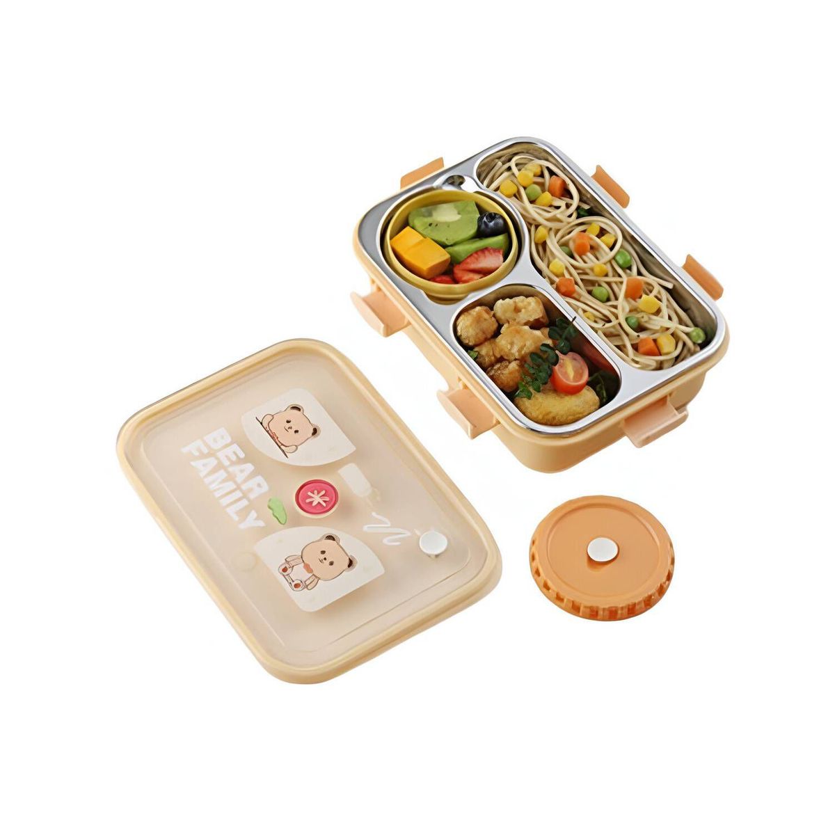 GENERICO - Táper Lonchera 3 Divisiones De Acero Inoxidable 850ml