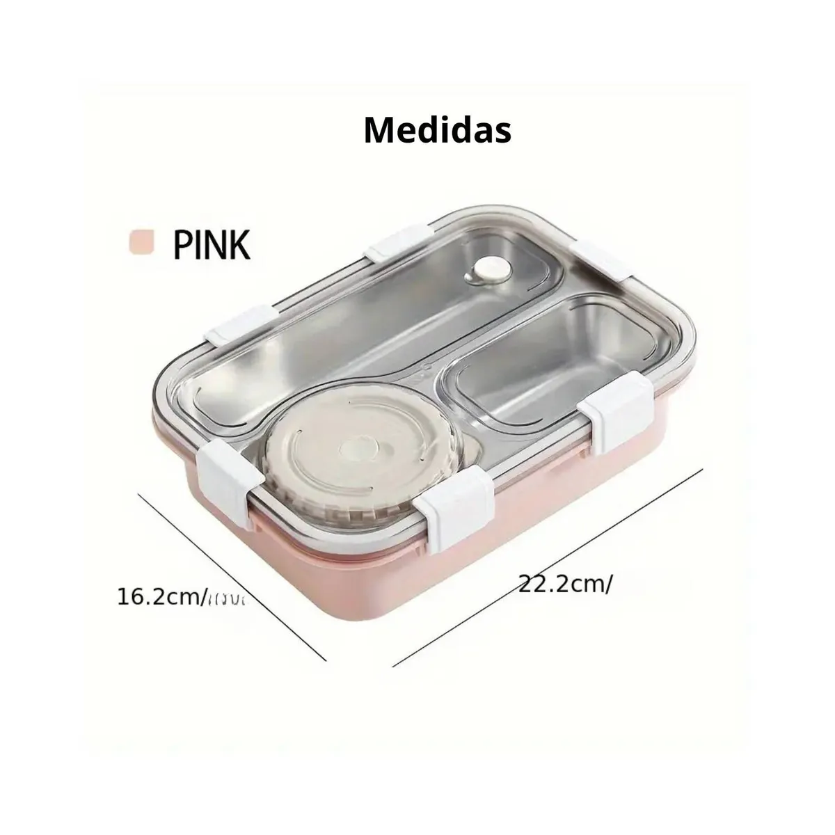 GENERICO - Táper Lonchera 3 Divisiones De Acero Inoxidable 850ml