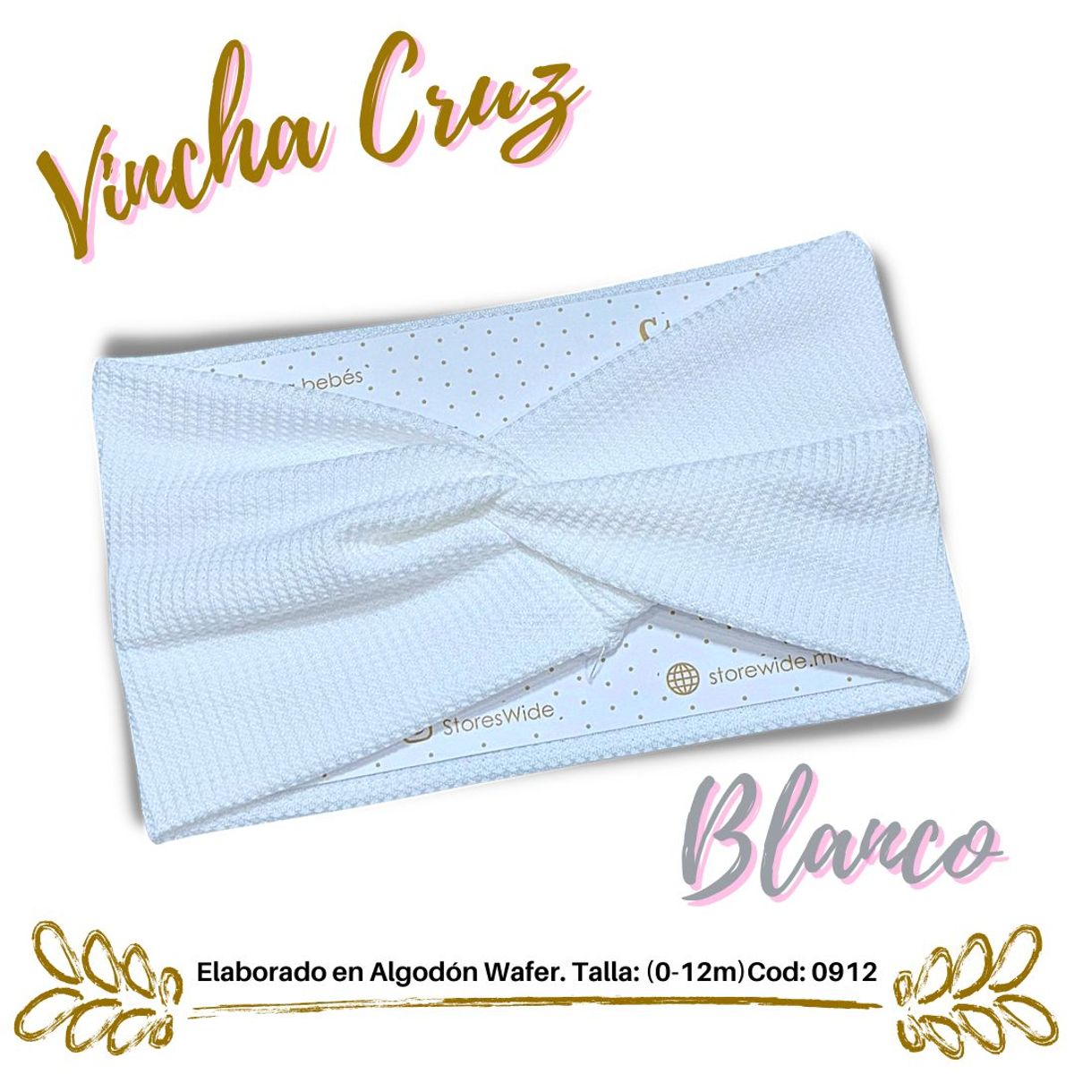 GENERICO - Vinchas para bebes en algodon wafer modelo  Cruz