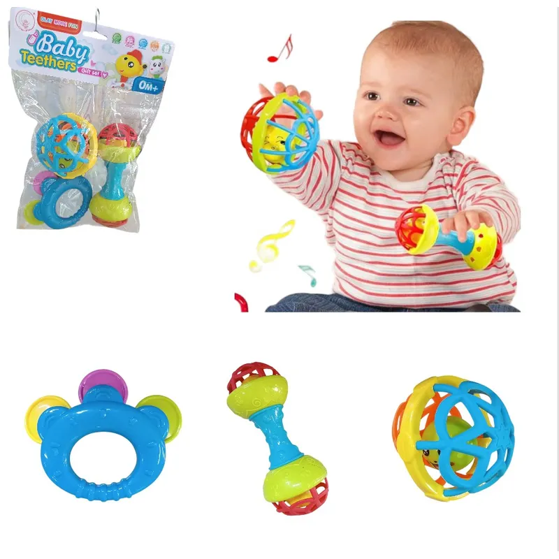 GENERICO - Pack Sonaja Maraca Silicona  3 Piezas Para Bebé