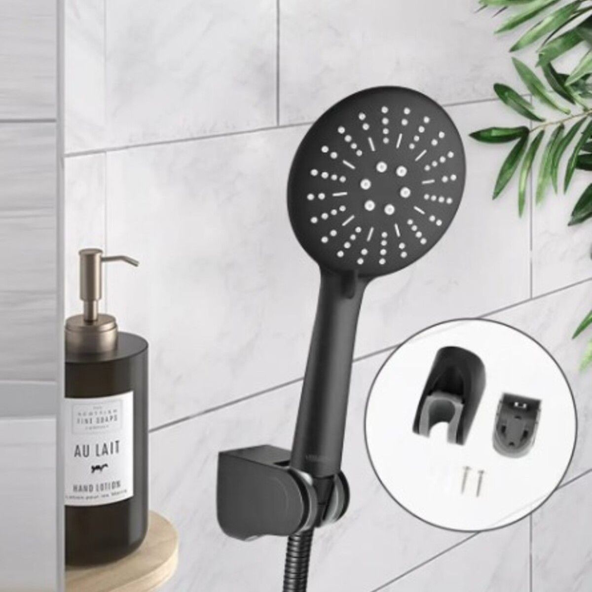 GREEN HOUSE - DUCHA TELEFONO NEGRO 3 FUNCIONES  ABS