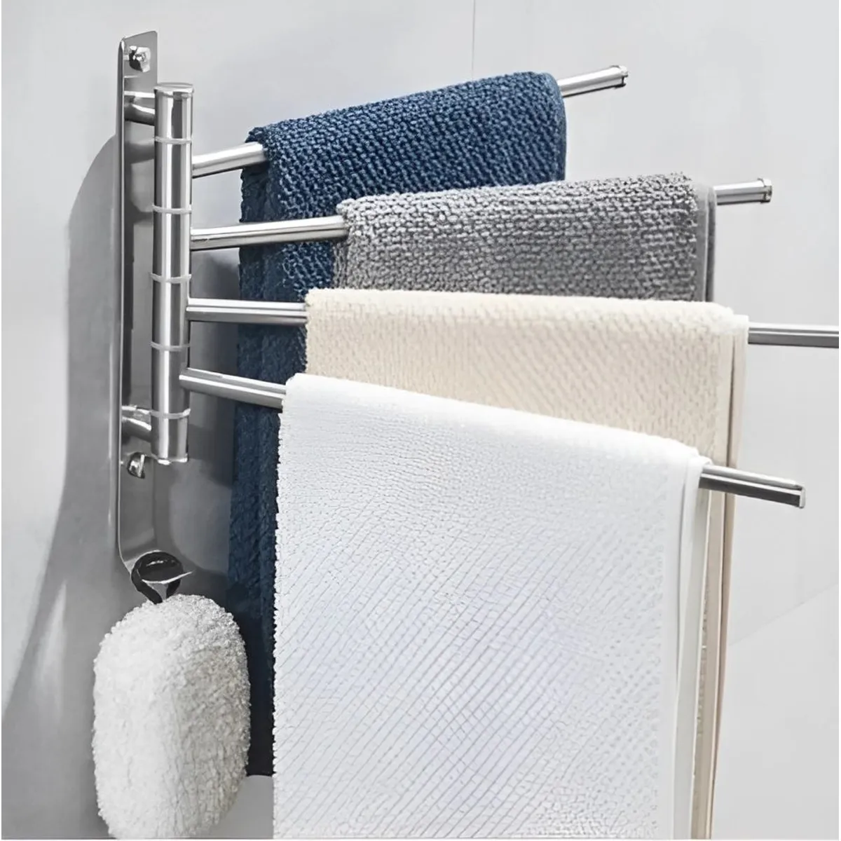 GENERICO - COLGADOR O TOALLERO SATINADO DE BARRAS MULTIPLES  PLEGABLE ACERO