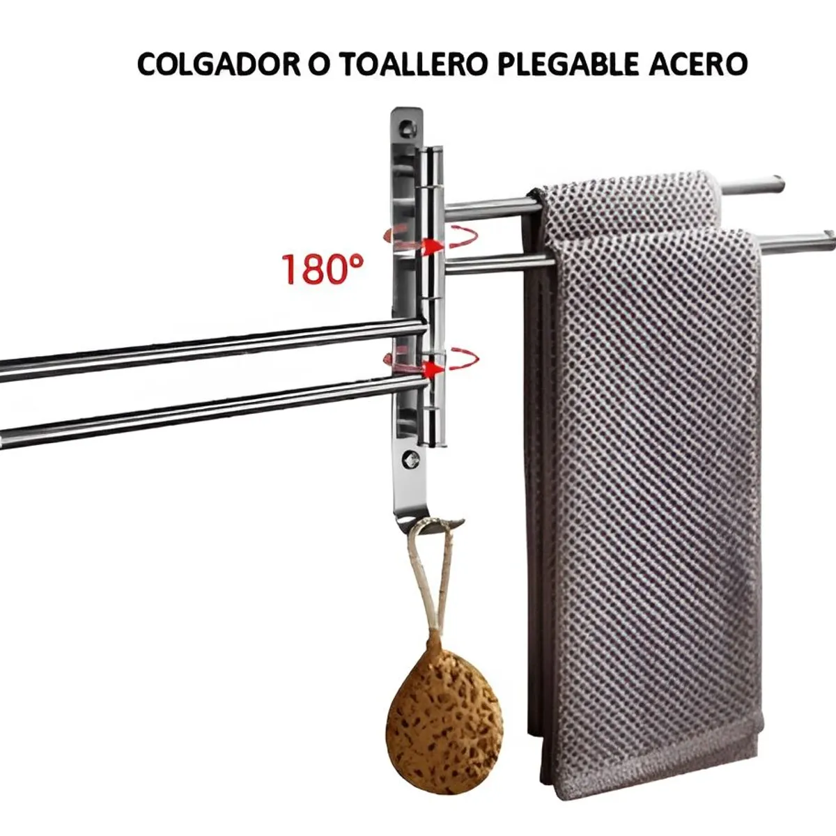 GENERICO - COLGADOR O TOALLERO SATINADO DE BARRAS MULTIPLES  PLEGABLE ACERO
