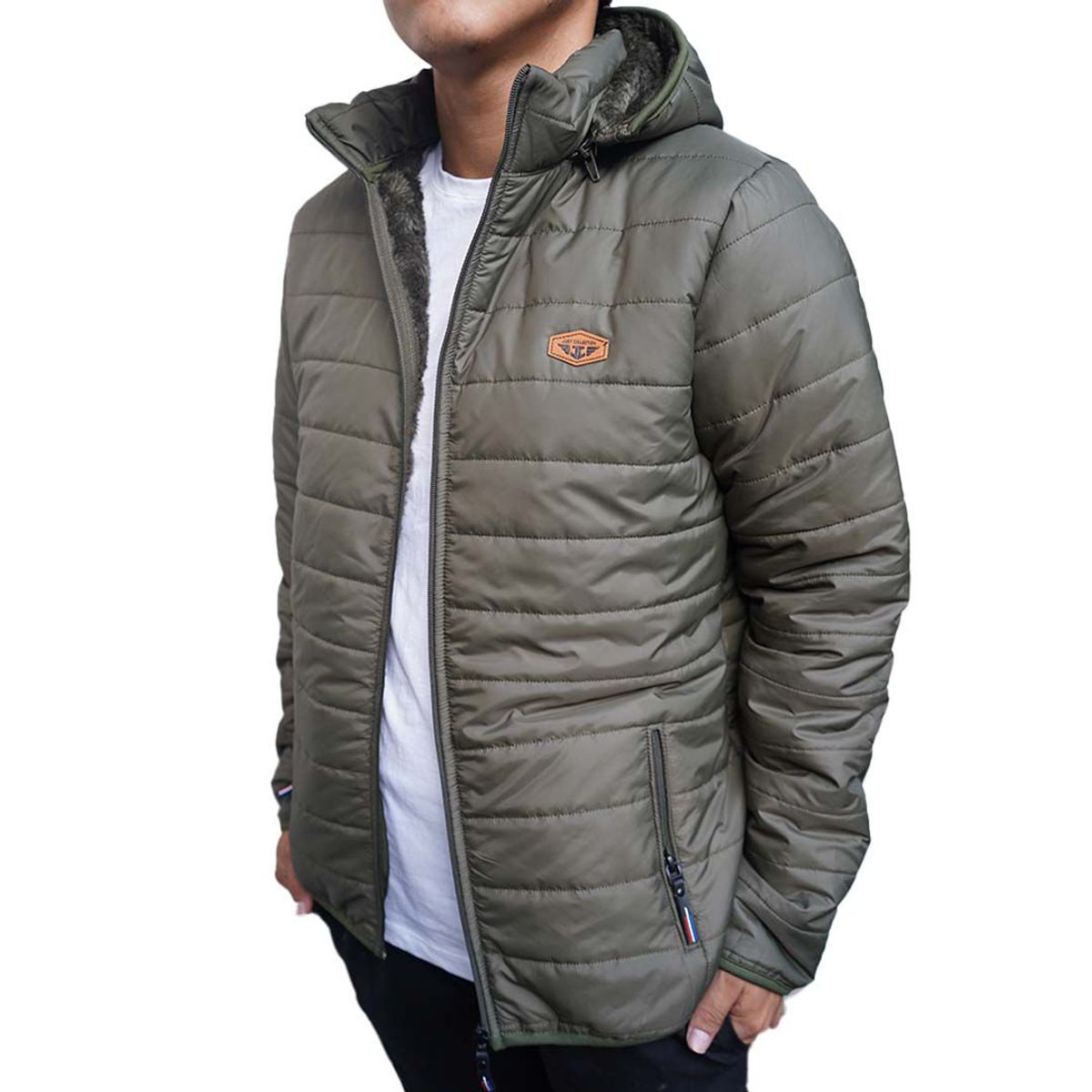 JUSTO - CASACA VERDE MILITAR- ACOLCHADO SLIM FIT