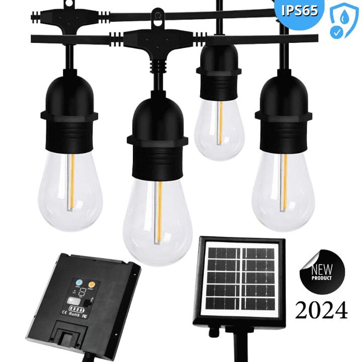 GENERICO - Lampara Guirnalda Solar y electrico 2 en 1 10 metros