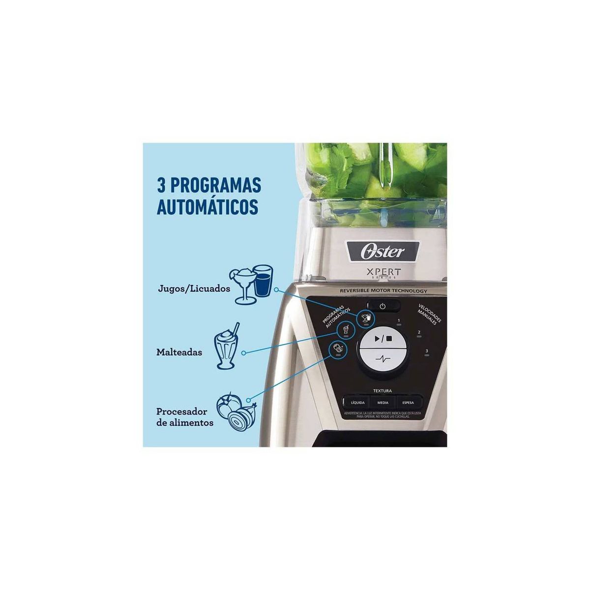 OSTER - Licuadora Xpert Series™ niquelada con control de textura BLST3BCPG