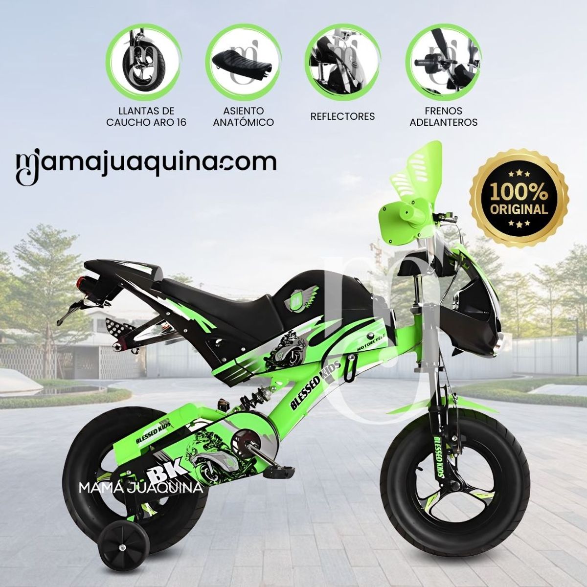 KINGDOM - Bici Moto Para Niño Aro 16 «FURIOUS MONSTER II» Green