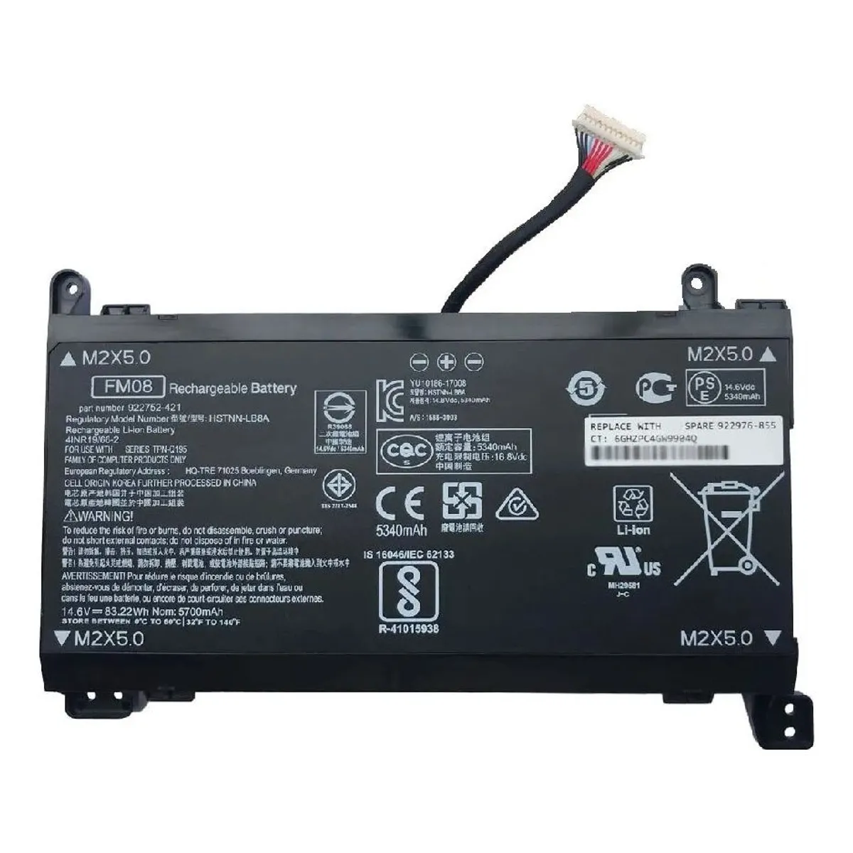 GENERICO - BATERIA PARA LAPTOP HP FM08 86Wh 14.4V 8 CELDAS 12 CABLES OMEN 17-AN