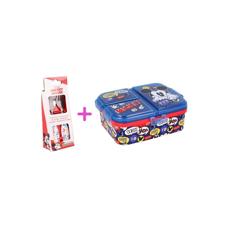 GENERICO - Set de Sandwichera Múltiple XL y cubiertos Mickey Mouse