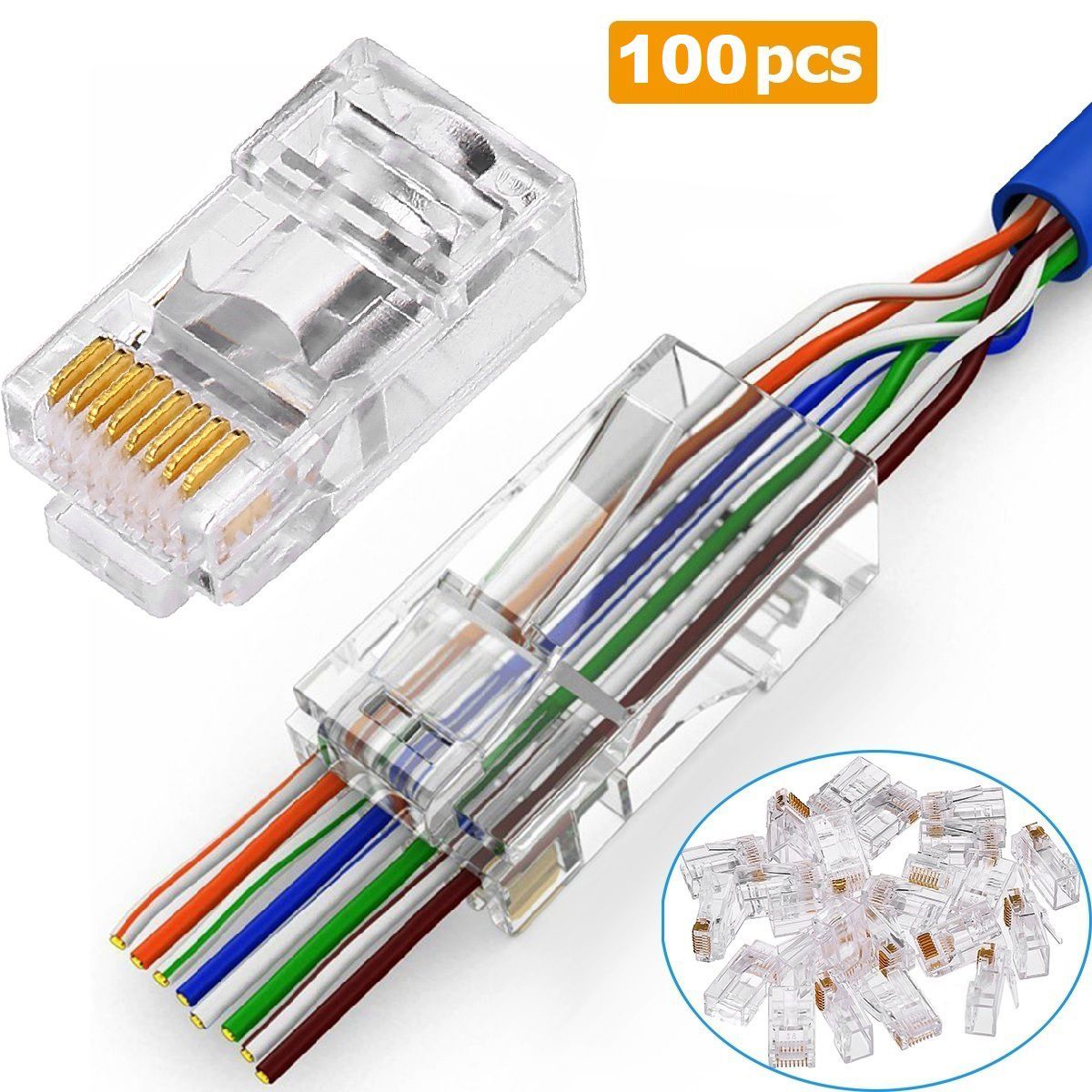 OEM - Conector RJ45 CAT6 Pass Through - Pack 100 Unidades