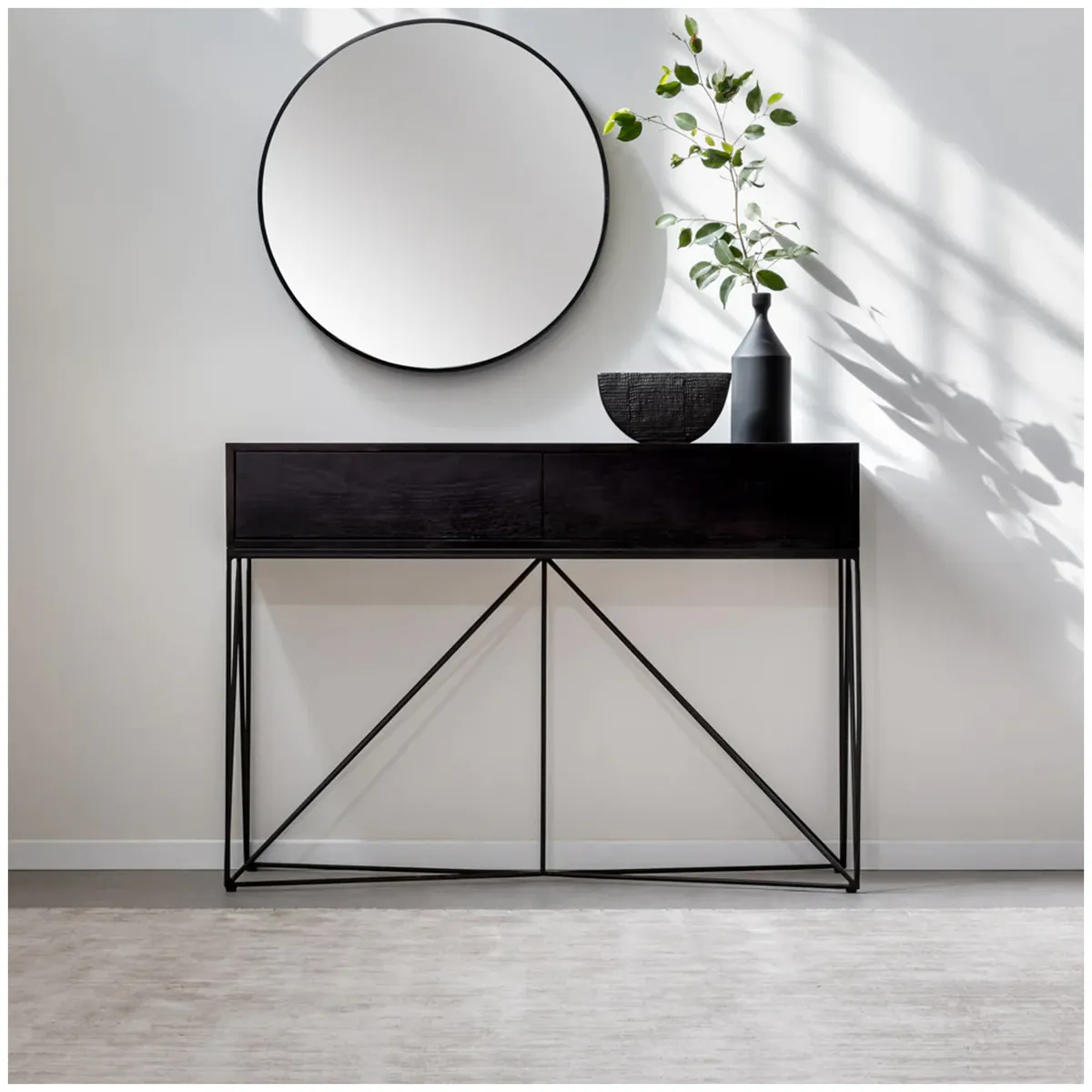 VENTITAS HOME - Mueble Consola para Sala Zabdiel Ventitas Home Roble Negro