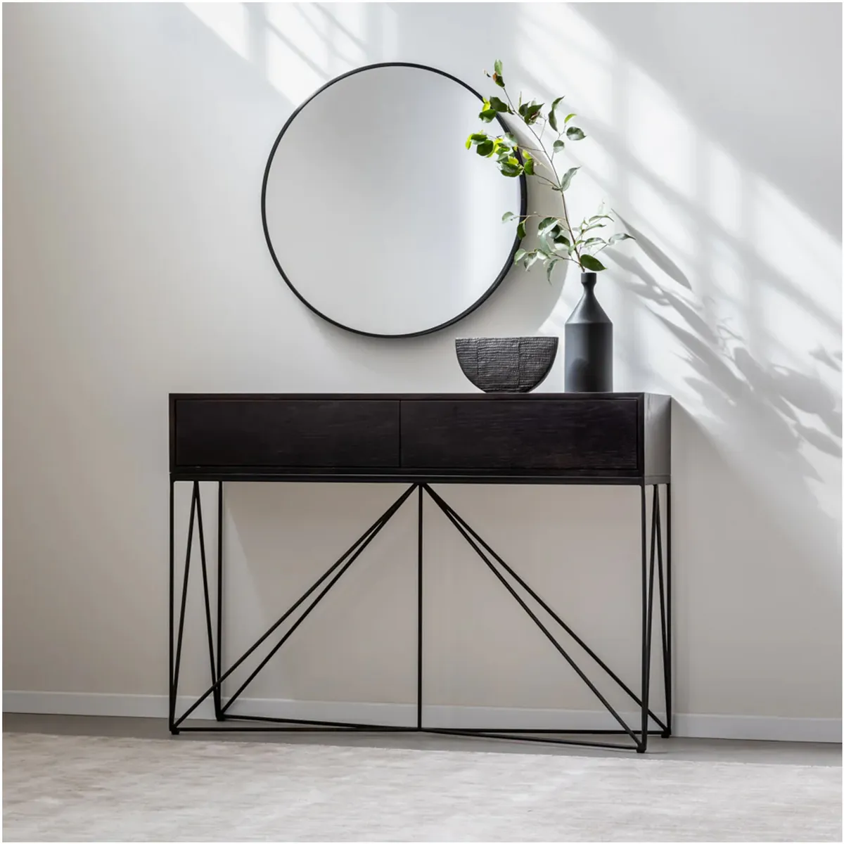 VENTITAS HOME - Mueble Consola para Sala Zabdiel Ventitas Home Roble Negro