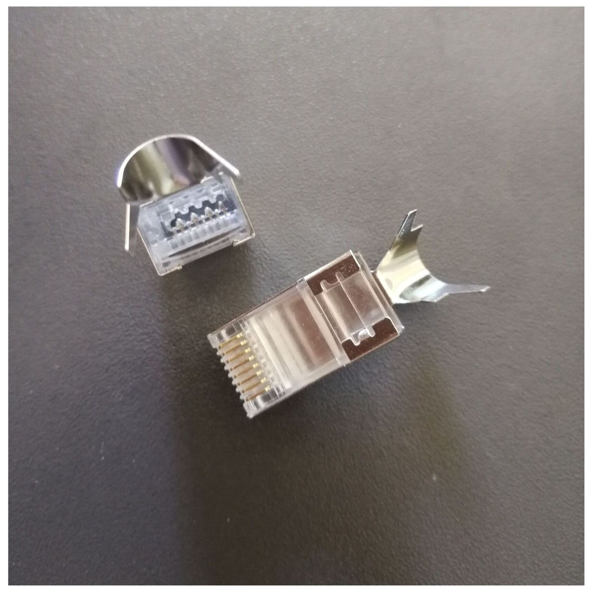 OEM - Conector RJ45 CAT7 Metálico Blindado Apantallado Modular - 20 UND