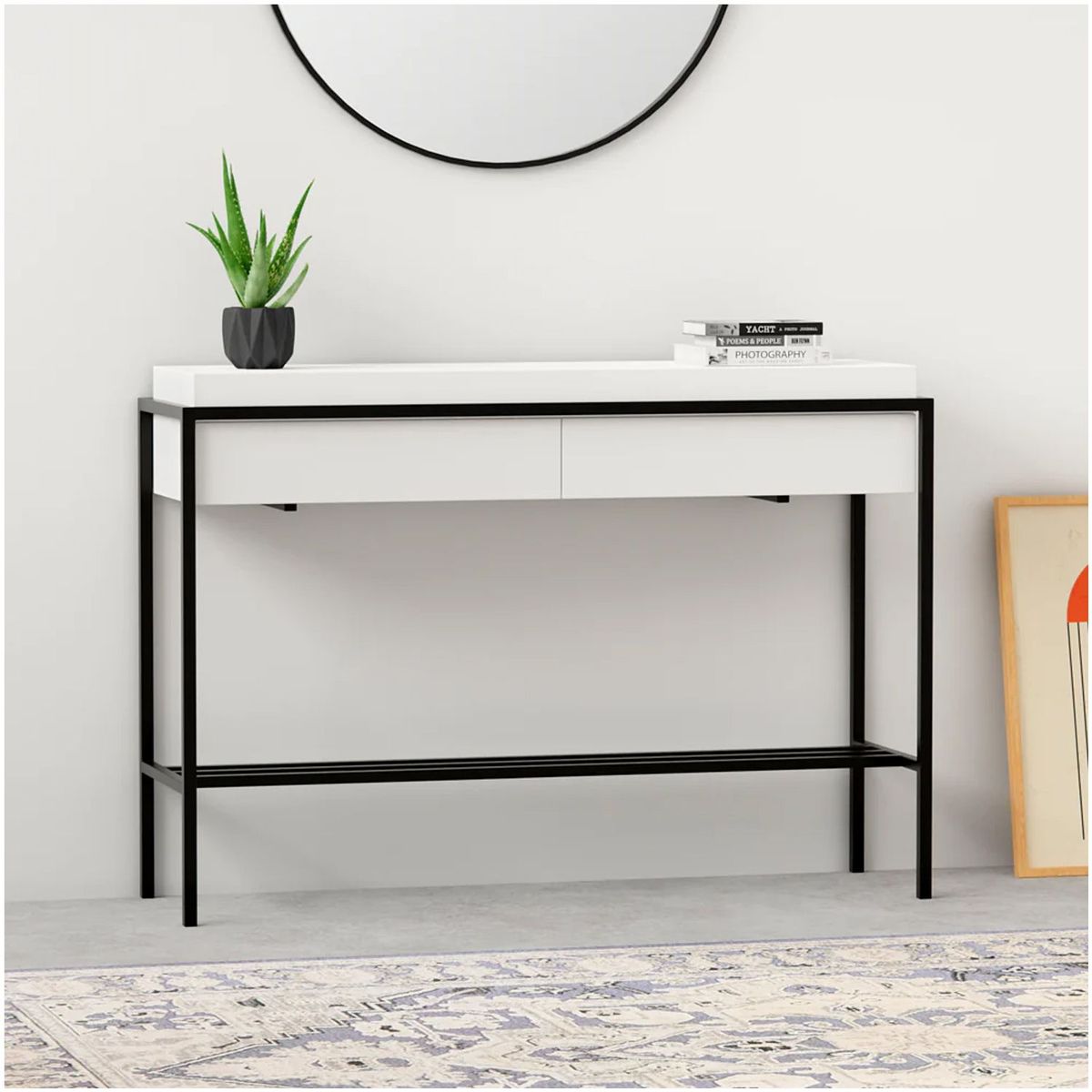 VENTITAS HOME - Mueble Consola para Sala Owen Ventitas Home Blanco y Negro