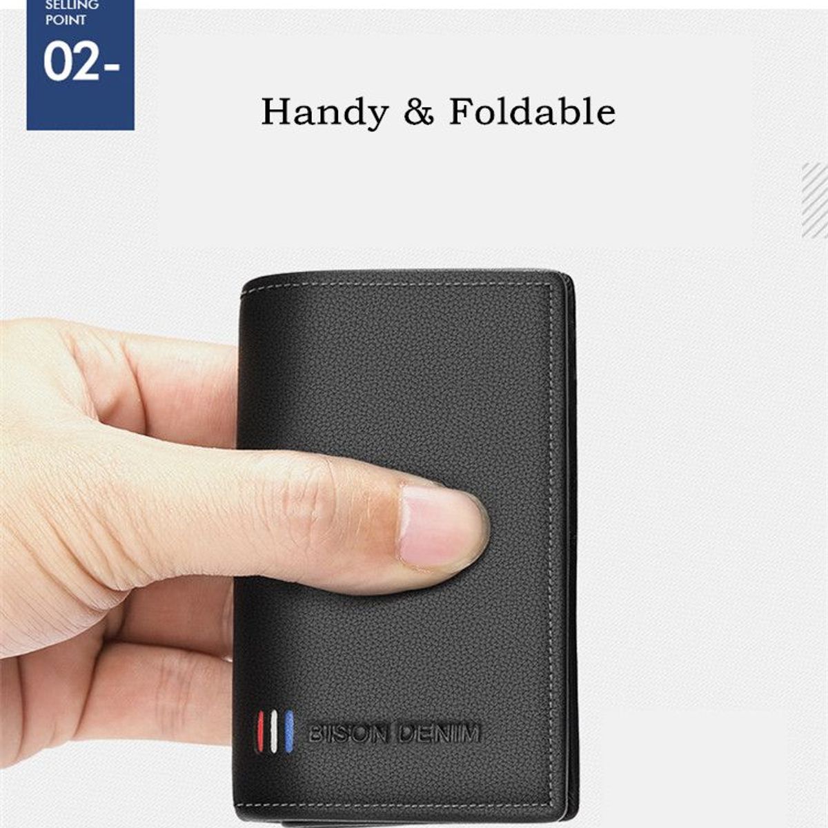 GENERICO - Billetera de cuero Bison Denim - Negro