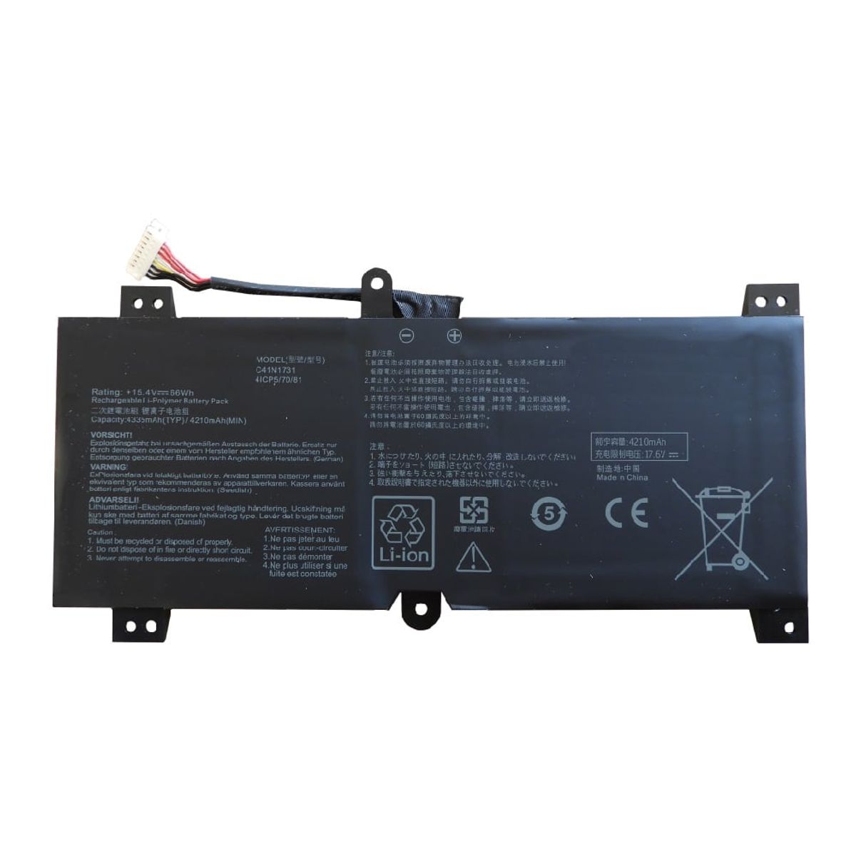 GENERICO - BATERIA PARA ASUS C41N1731 TYPE C 66Wh 15.4V 4 CELDAS