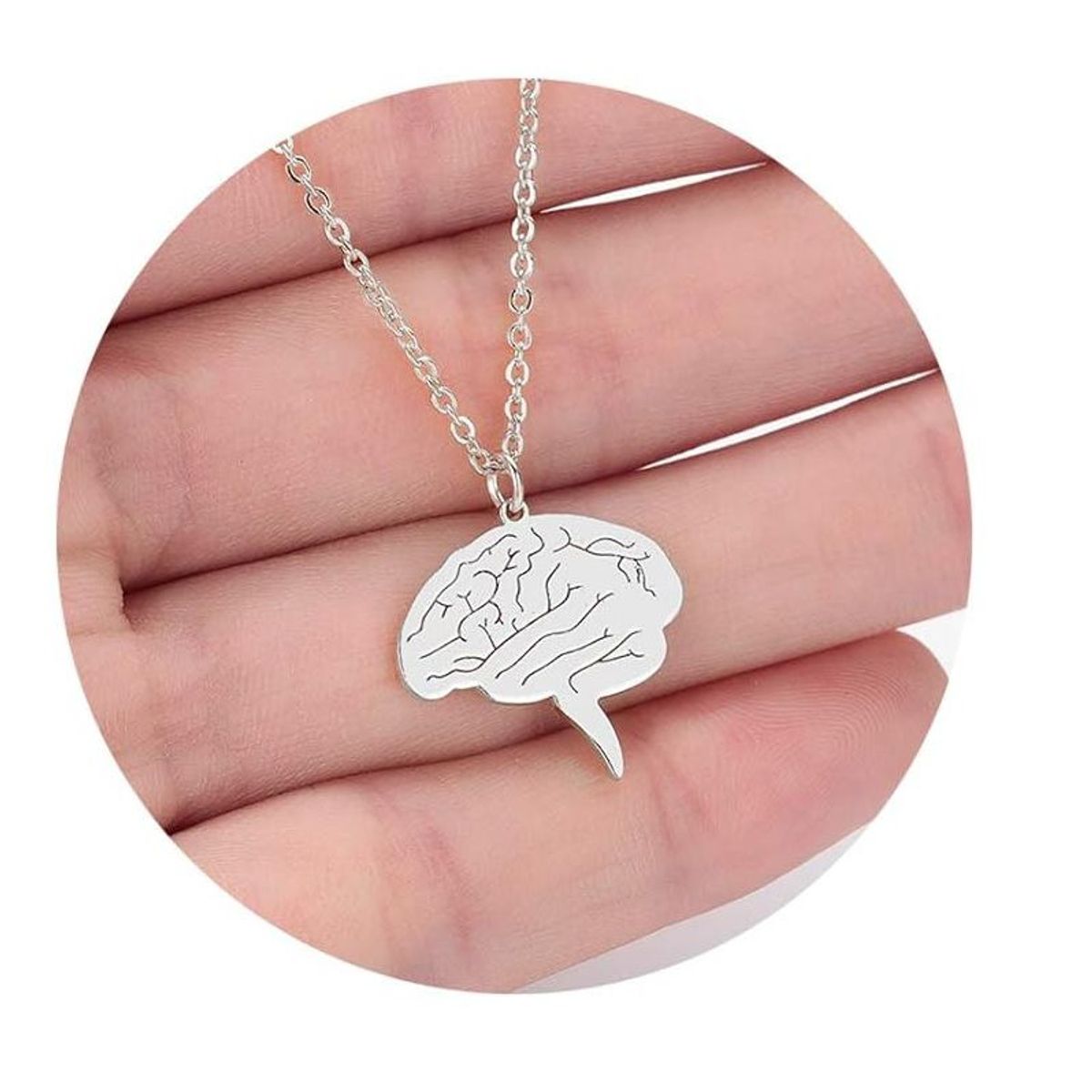 GENERICO - Collar cerebro anatómico plateado medicina regalo doctor