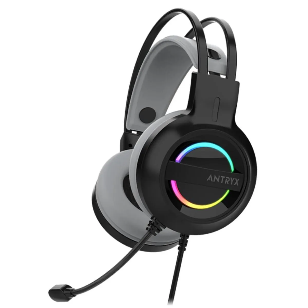 ANTRYX - AURICULAR ANTRYX IRIS-K GRAY, 7.1 VIRTUAL SURROUND, USB, RAINBOW