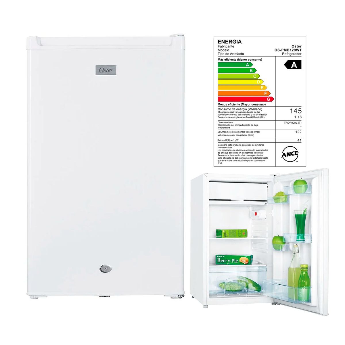 OSTER - Frigobar Oster 122 Litros OS-PMB129WT Blanco