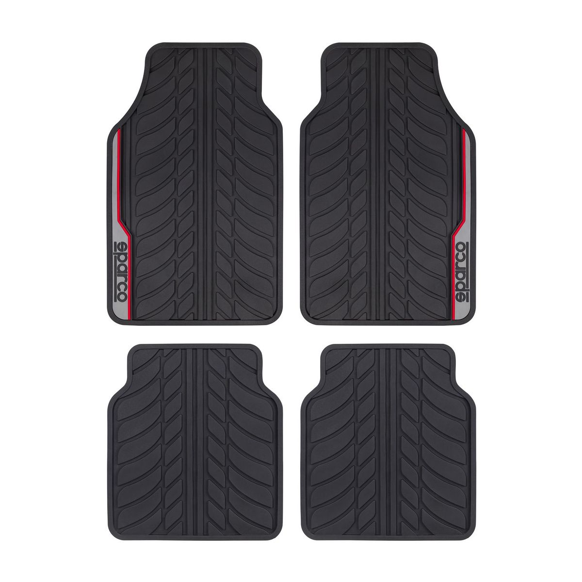 SPARCO - Alfombra de Piso de Auto SPARCO 4 piezas Negro Rojo SPF507RD