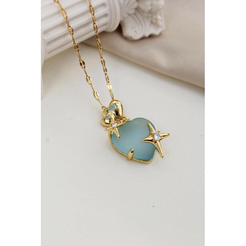 GENERICO - Collar corazón celeste