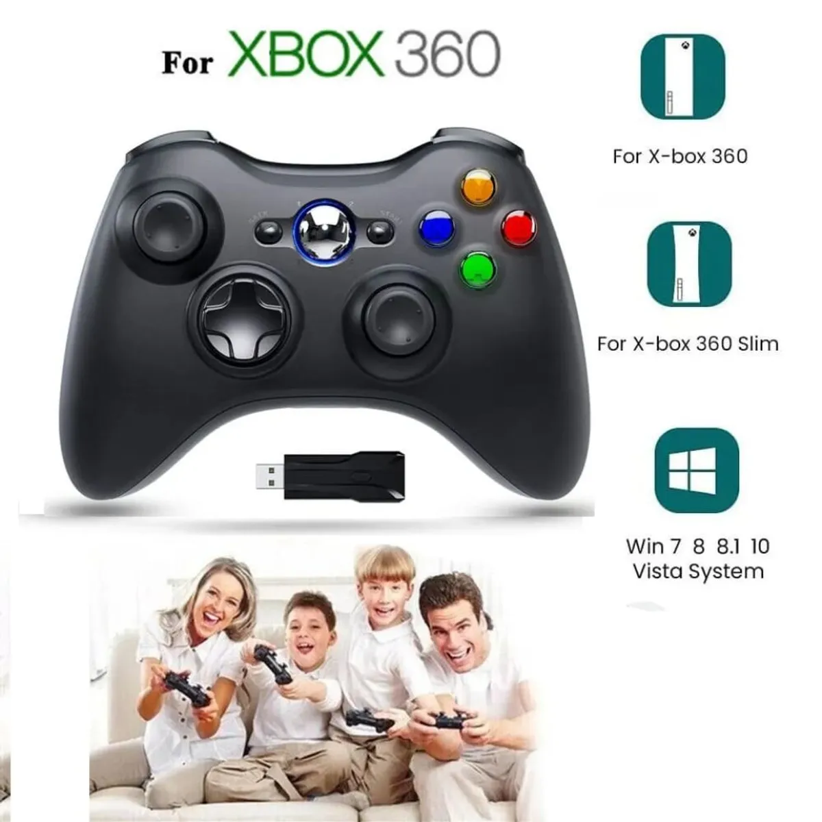 GENERICO - Mando Xbox 360 Inalámbrico para Pc Laptop Adaptador USB