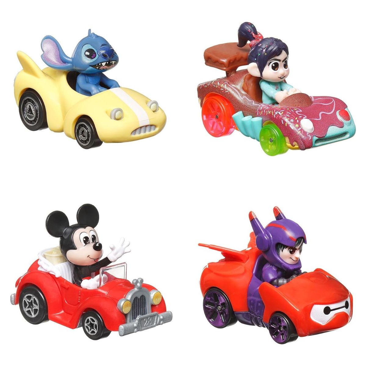 HOT WHEELS - Hot Wheels Disney - Pack 4 autos - Mickey,Vanellope,Stitch