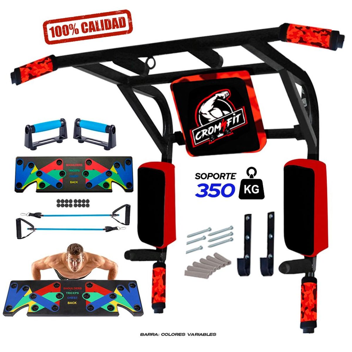 HOLGU - Barra Dominadas 15 en 1 + Tablero Push Up