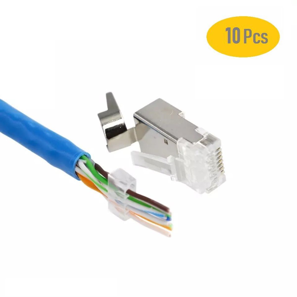 OEM - Conector RJ45 CAT7 Metálico Blindado Apantallado Modular - 10 UND