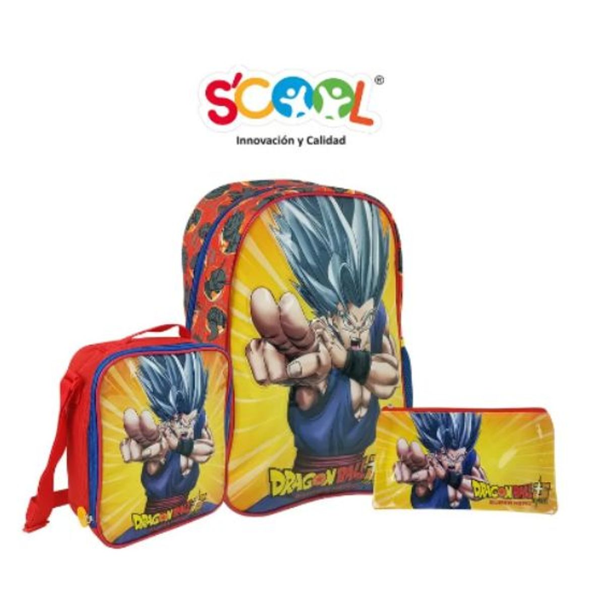 SCOOL - Set Mochila Oficio Lonchera Y Cartuchera Dragon Ball