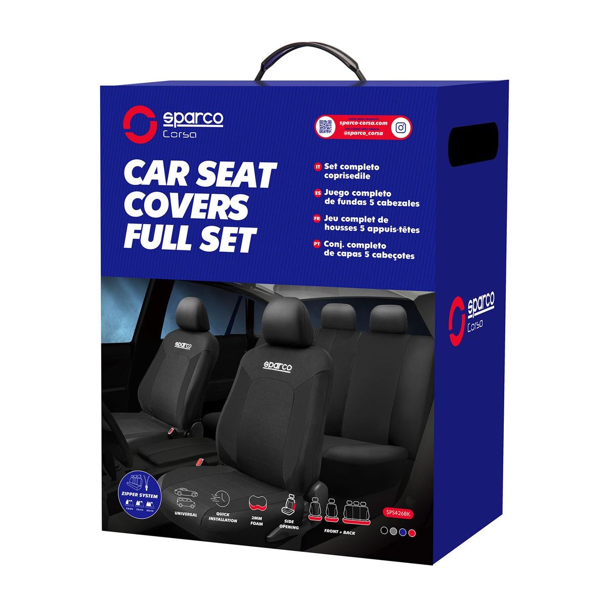 SPARCO - Set de Fundas Cubre Asiento SPARCO Negro SPS426BKCB