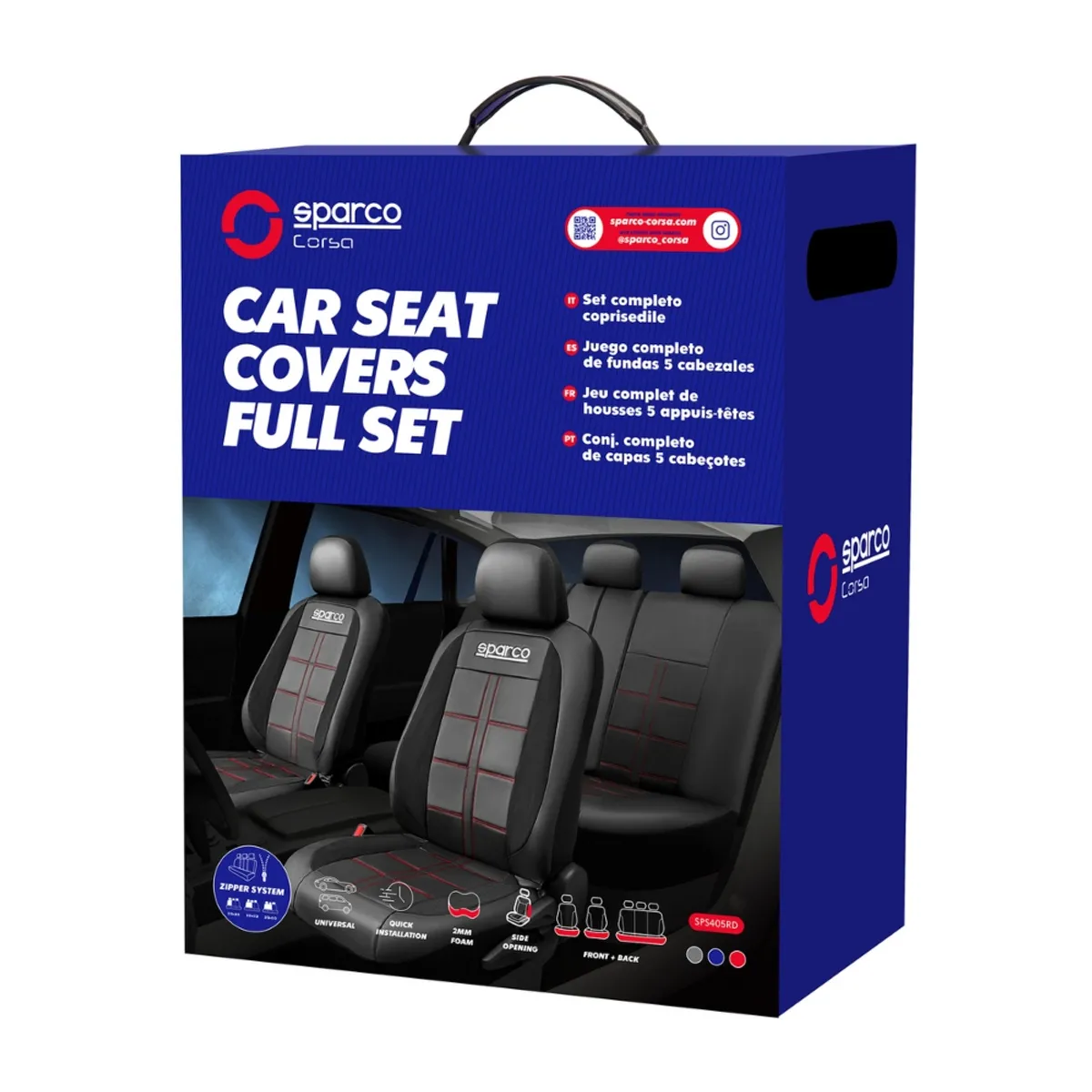 SPARCO - Set de Fundas Cubre Asiento SPARCO Negro Rojo SPS405PVCRDCB