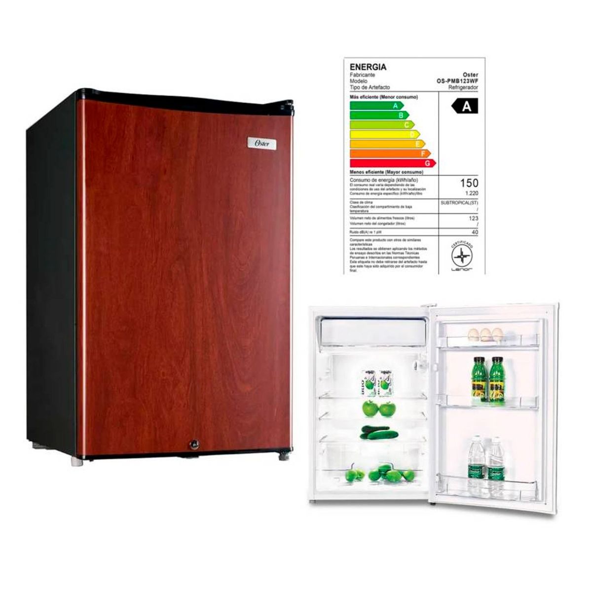 OSTER - Frigobar OS-PMB123WF 123 Lt Madera