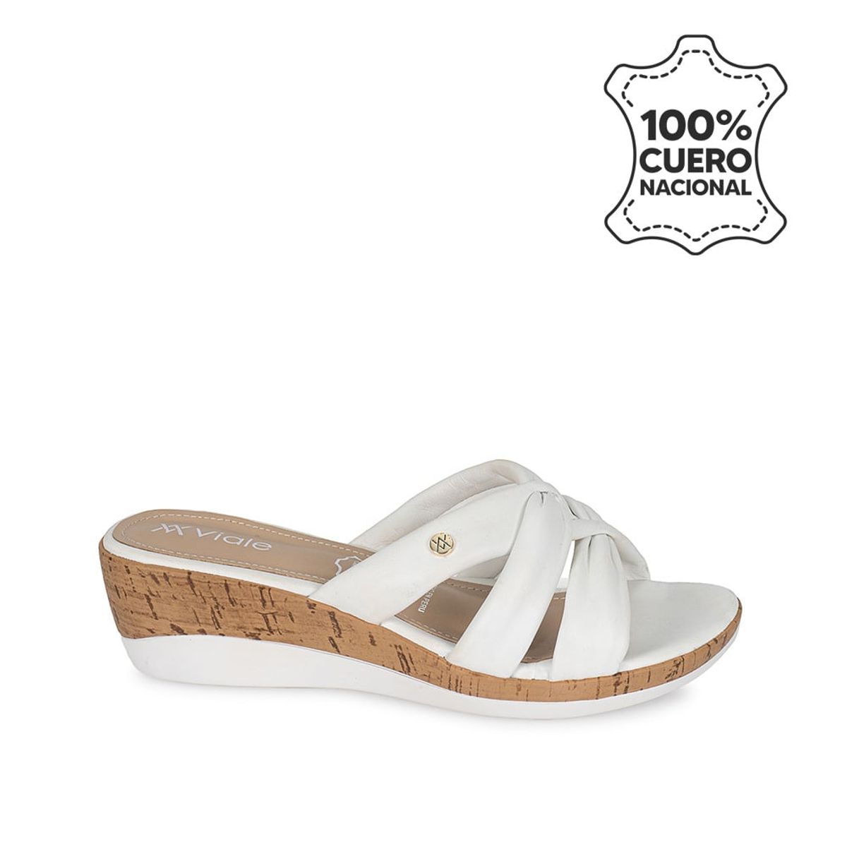 VIALE - Sandalia Slide Casual ALE-2416 Blanco Viale Cuero