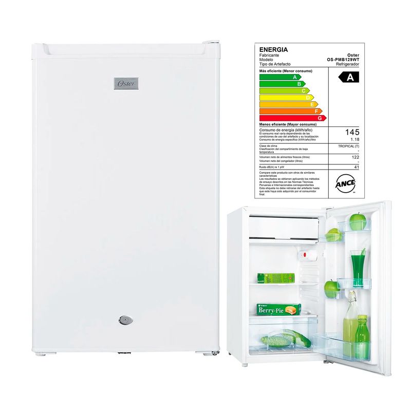 OSTER - Frigobar Oster 122 Litros OS-PMB129WT Blanco